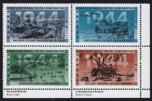 SECOND WORLD WAR WWII 1944 = Canada 1994 #1540a MNH LR BLANK BLOCK of 4