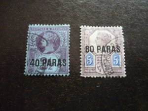 Stamps-Great Britain Offices in Levant- Scott# 4-5 - Used Part Set of 2 Stamps