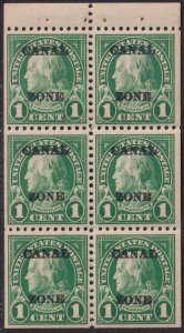 Sc# 71e U.S. 1924-25 1c Franklin Canal Zone overprint MNH Bklt pane CV $4.50