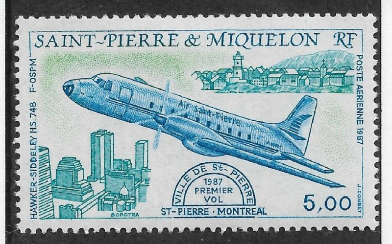 St Pierre & Miquelon 1987 Airmail, Hawker Siddeley HS 748, Scott # C61, VF MNH** 