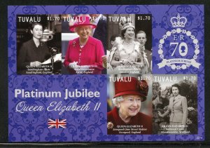 TUVALU PLATINUM JUBILLEE OF QUEEN ELIZABETH II imperforate SHEET  MINT NH