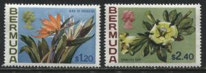 Bermuda QEII 1970 Flowers high values $1.20 and $2.40 mint o.g.