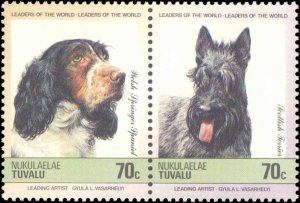 Tuvalu-Nukulaelae #35-38, Complete Set(4), Pairs, 1985, Dogs, Never Hinged