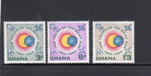 GHANA #186-188 1964 QUIET SUN YEAR MINT VF NH O.G