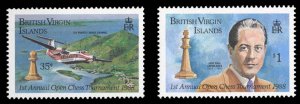 Virgin Islands #605-606 Cat$15.50, 1988 Chess, set of two, never hinged