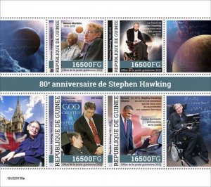 Guinea - 2022 Stephen Hawking Anniversary - 4 Stamp Sheet - GU220138a