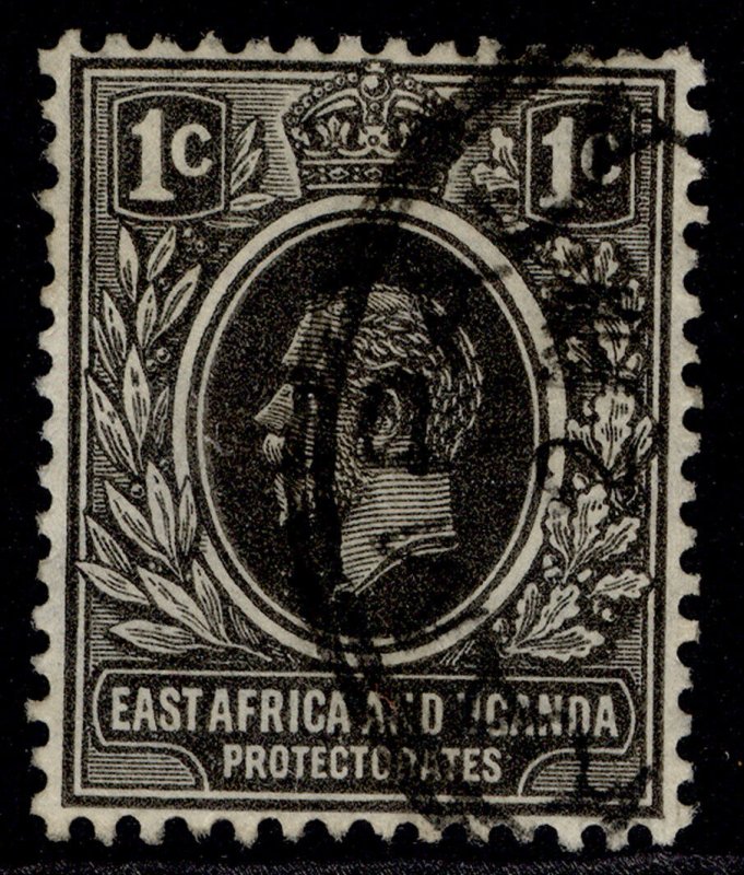 EAST AFRICA and UGANDA GV SG65, 1c black, FINE USED.