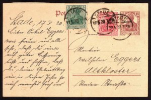 1920, Germany 15pfg, Postal card, With Sc 82 & 83 on it