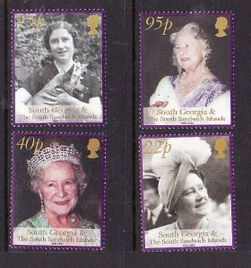 South Georgia-Sc#281-4- id2-unused NH set-Queen Mother - 1900-2002-