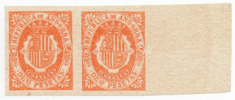 (I.B) Andorra Postal : Arms of The Republic 10Ptas (die proof)