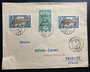 1926 Papeete Tahiti Registered Cover to Trieste Italy Sc#61-62