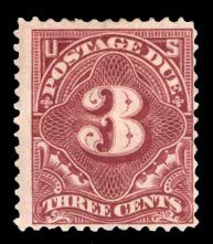 United States, Postage Dues #J33 Cat$200, 1895 3c deep claret, hinge remnant