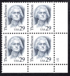 United States Scott #2185 Plate Block of 4 MINT NH OG, rich strong color.