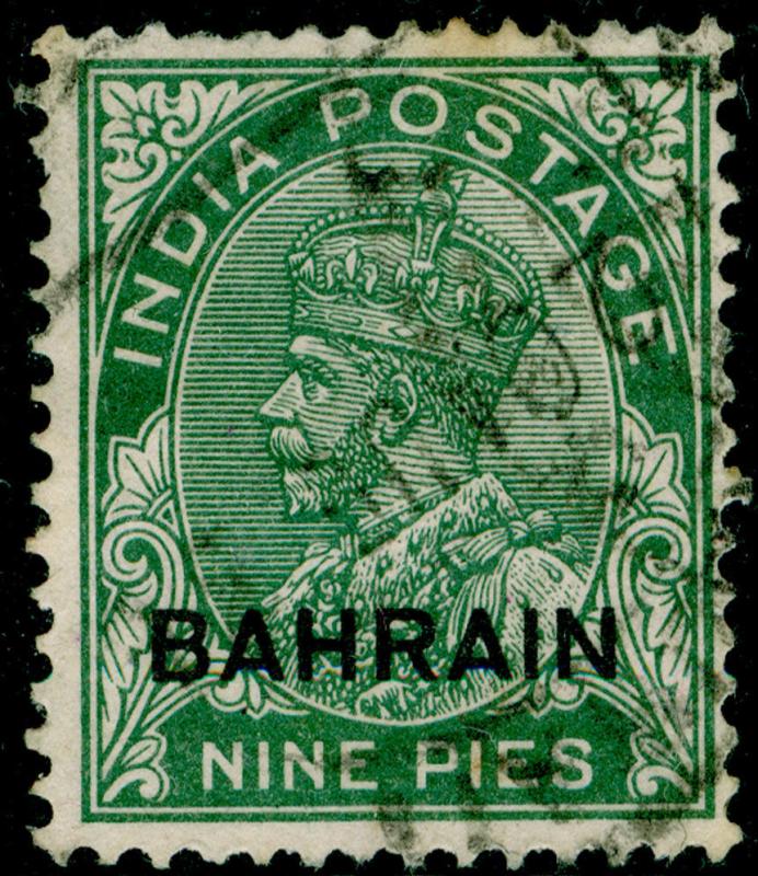 BAHRAIN SG3, 9p deep green, USED.