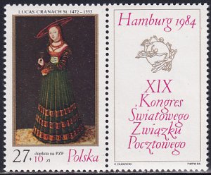 Poland  1984 Sc B142 German Princess Portrait by Lucas Cranach Stamp MNH