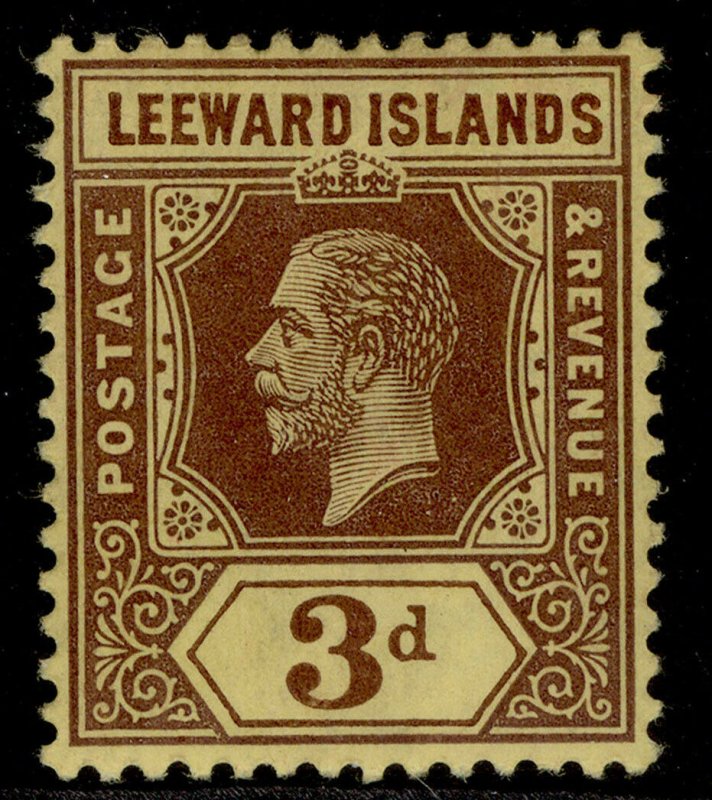 LEEWARD ISLANDS GV SG51b, 3d purple/lemon, M MINT.