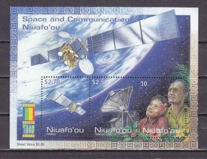 Niuafo`ou, Scott cat. 224. Space sheet of 3. Stamp Expo-2001 issue. ^