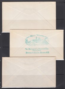 US Sc 724, 725, 728, FDCs. 1932 3c issues, 3 different, addressed, F-VF