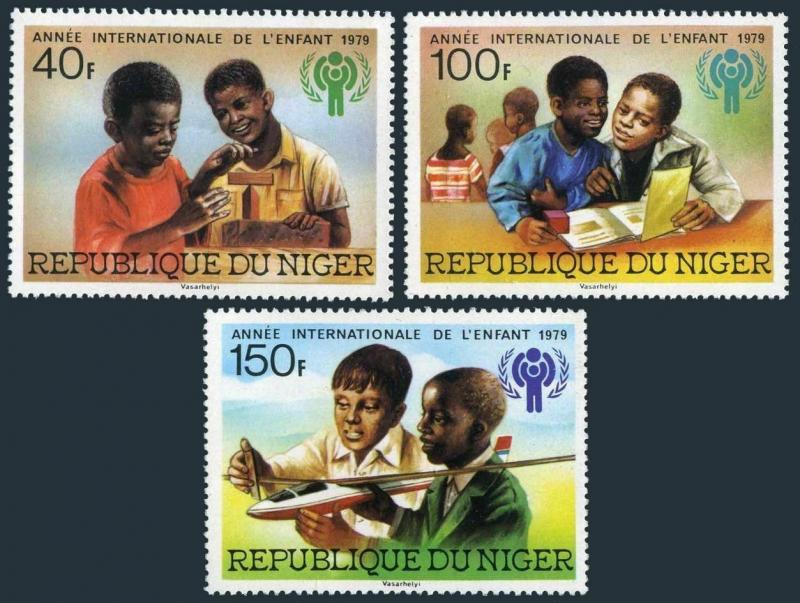 Niger 469-471,MNH.Michel 659-661. Year of Child IYC-1979.Building blocks,Plane.