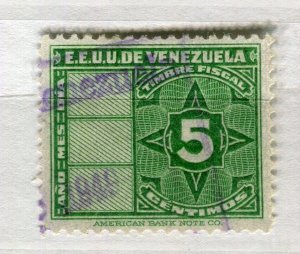 VENEZUALA; Early 1900s fine used Revenue issue 5c. value