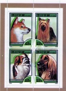 North Korea 2000 VARIOUS DOGS Sheet (4) Perforated Mint (NH)