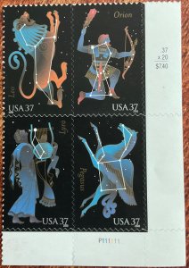 US #3945-3948 MNH LR Plate Block of 4 Constellations SCV $3.40 L42