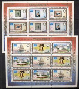 Belize 1986 Ameripex 2x Sheetlets MUH