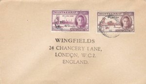 MONTSERRAT 1946 Celebration Victory 8th June '46 Stamps Cover to London Rf 49003 