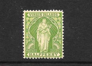 BRITISH VIRGIN ISLANDS 1899  1/2d  GREEN   MLH  SG 43