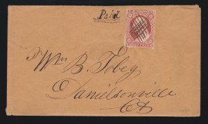 US 10a 1851 Issue 3c Washington Orange Brown on Cover (-018)