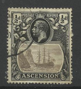 Ascension 1924. Sg 10, 1/2d Grey-Black & Black, Used [1470]