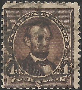 # 222 Dark Brown Used FAULT Smeared Ink Abraham Lincoln
