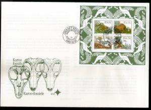 South Africa 1982 Dinosaurs Pre Historic Animals Fossils Sc 609 M/s on FDC # ...