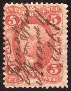 1862, US 5c, Certificate, Used, Hole, Sc R24c