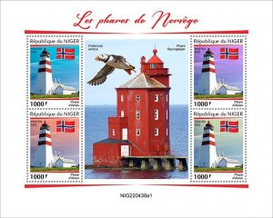 NIGER - 2022 - Norwegian Lighthouses - Perf 4v Sheet - Mint Never Hinged