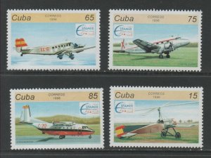 Sellos Temática Transportes-Caribe 1996 Espamer aviones 4v 4058/61 Como Nuevo 