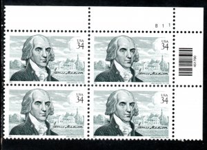 US Scott #3545 PB of 4 James Madison #B11 UR NH