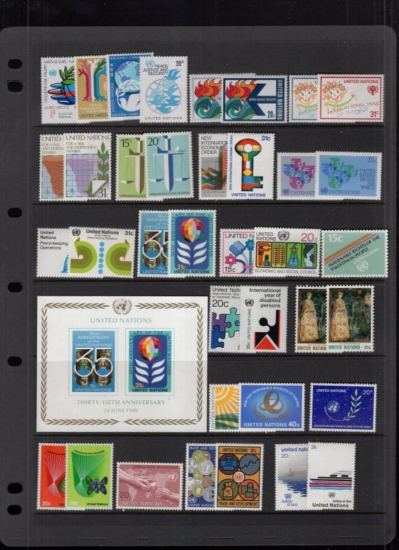 UN New York 1960-1994 Collection MNH 565 Stamps + 10 Souvenir Sheets