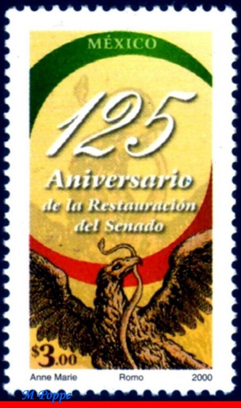 2189 MEXICO 2000 RESTORATION OF THE SENATE, 125 YEARS, MI# 2850, BIRDS, MNH