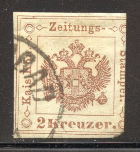 Austria Scott PR3 Used H - 1859 2kr Newspaper Tax Issue - SCV $6.75