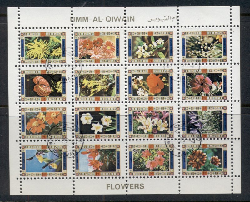 Umm al Qiwain 1972 Flowers sheetlet small size CTO