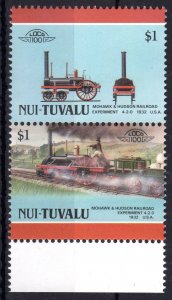 NUI-TUVALU 1987 Sc#23 LOCOMOTIVES MOHAWK & HUDSON USA  Pair Perforated MNH