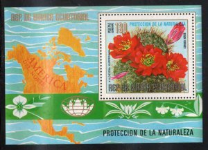 Equatorial Guinea ~ Protect Nature Souvenir Sheet ~N. Amrican Flowers ~ MInt, NH