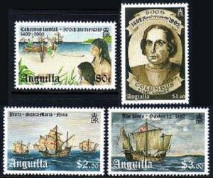 Anguilla 862-865,Mnh.mi 887-890. Discovery de America-500.1992.Landfall,Columbus