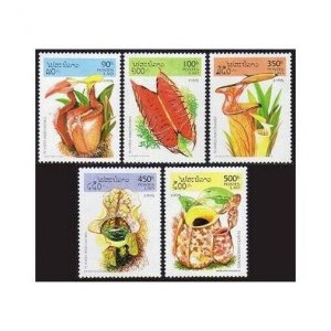 Laos 1237-1241,1242,MNH.Michel 1475-1479,Bl.155. Insect-Eating Plants,1995.