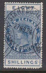 NEW ZEALAND 1880 Stamp Duty 8/- fine used...................................U701