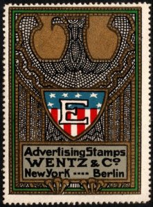 Vintage US Poster Stamp Advertising Stamps Wentz And Company New York Berlin