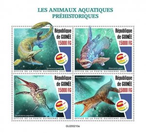 Guinea Dinosaurs Stamps 2020 MNH Prehistoric Water Aquatic Animals 4v M/S