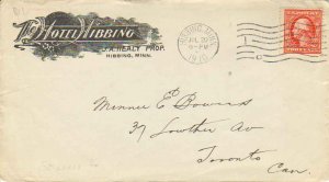 United States Minnesota Hibbing 1910 machine  2c Washington Franklin to Canad...