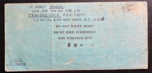 1945 Trinidad CO Camp POW Camp Letter Cover Germany Prisoner of War Ernst Modzel 